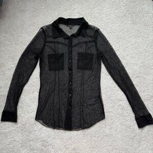 Guess sheer patterned button-up Blouse Size M